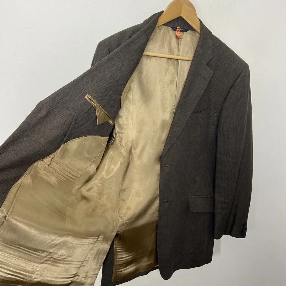 Banana Republic Men 42‎ R 100% Linen Brown Blazer Sports Coat
